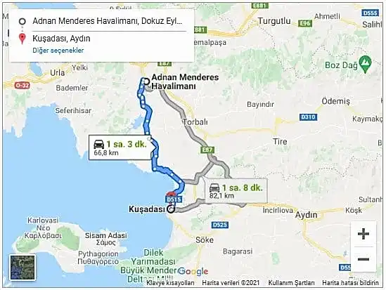 Bakı Havalimanı Kuşadası arası 67km